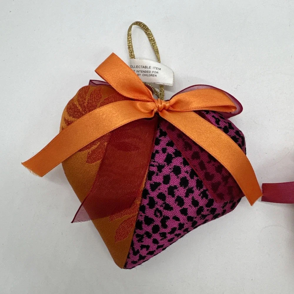 Hand Made In Italy Plush Heart Ornaments Color Block‎ 5